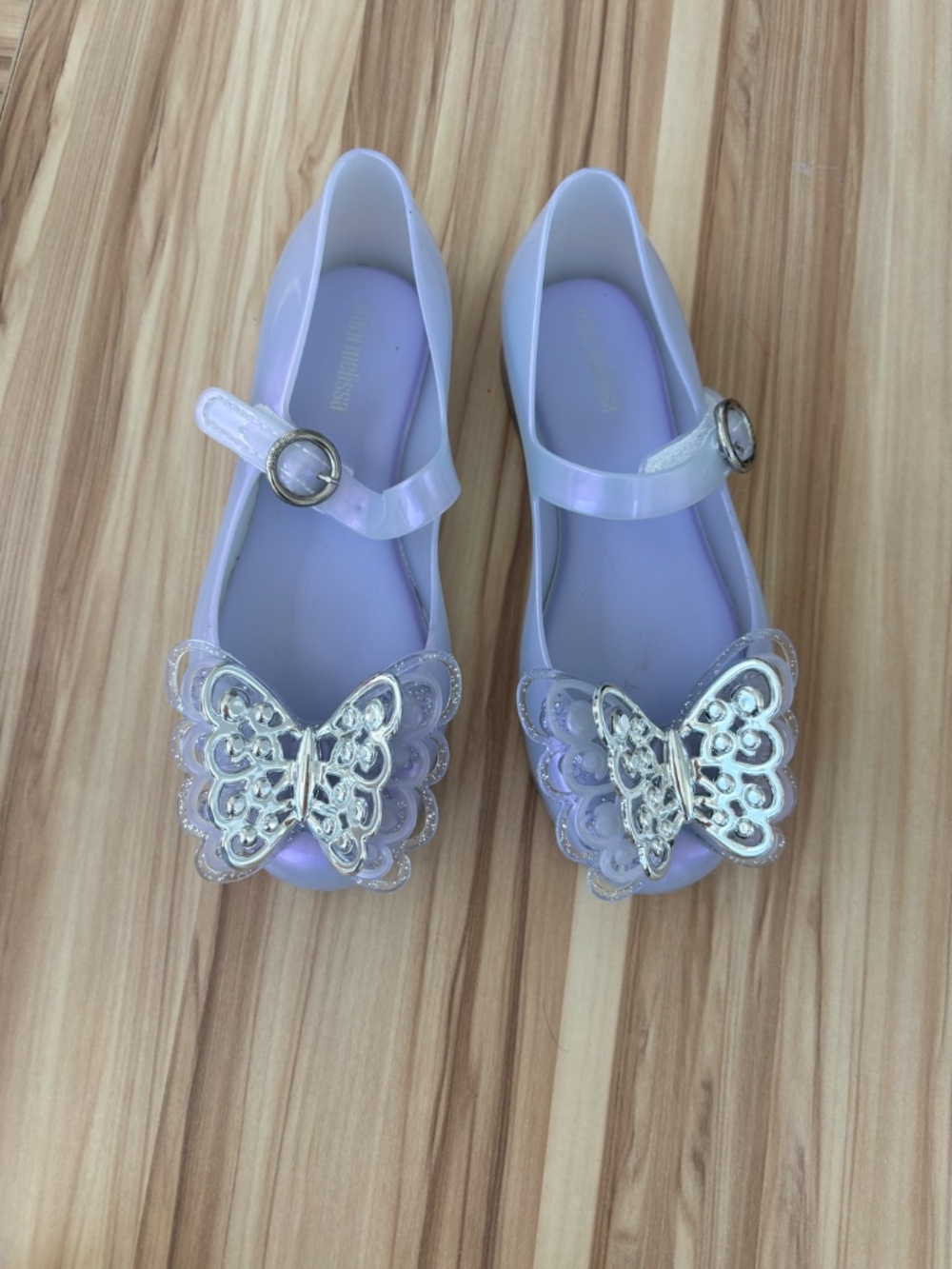 Mini Meliss Kids,  Girls Shoes Size 11 Sweet love butterfly, color Pearly Lilac